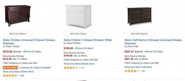 baby costs dressers