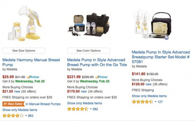 baby costs breast pump