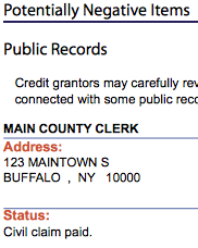 credit score credit report negative items