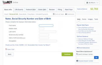 taxes free online taxact