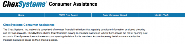 bad credit bank account chexsystems page