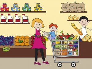 money lessons kids grocery shopping