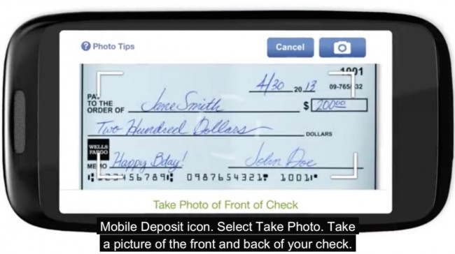 check deposit iphone picture of front