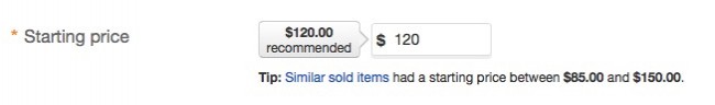 how to sell on ebay auction starting price