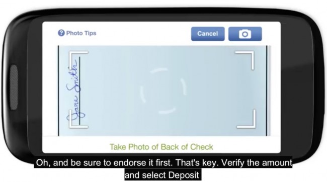 iphone check deposit picture of back