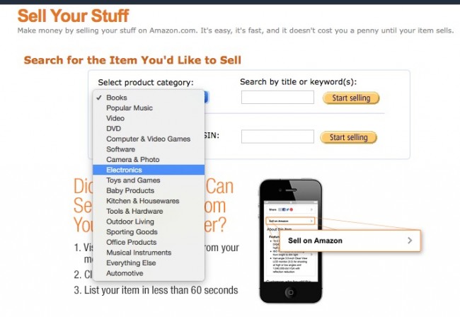 sell things on amazon sell your stuff page
