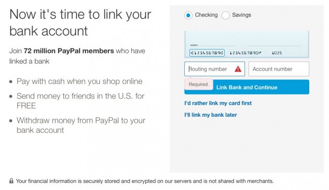 how to get a paypal account link bank account