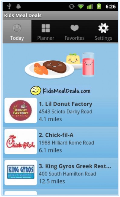kids eat free app
