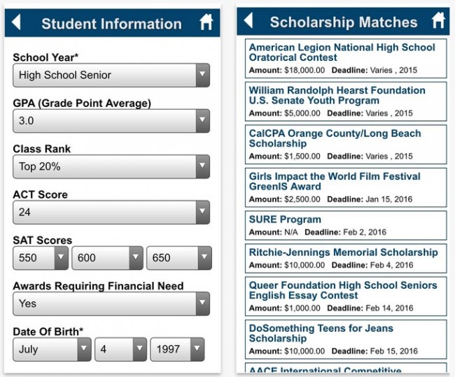 no essay scholarships search app