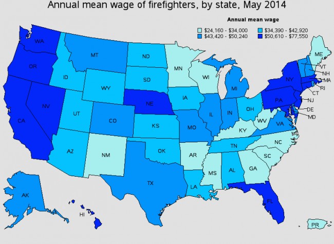 Firefighter salary by state