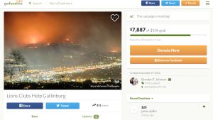 A GoFundMe page that accepts donations for the Tennessee fires. There's no good way of telling a legit page from a scam.