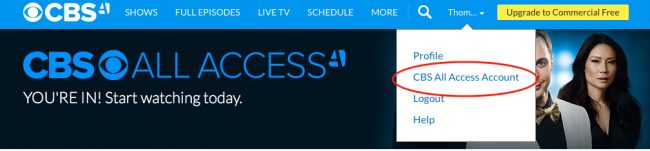 Cancel CBS All Access step 1