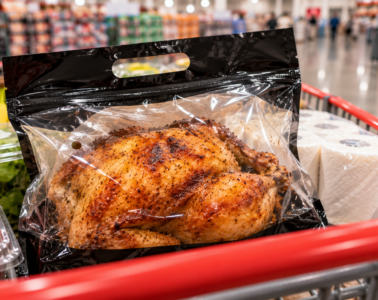 Warehouse Cart with Golden Rotisserie Chicken
