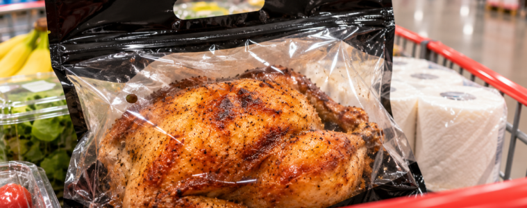 Warehouse Cart with Golden Rotisserie Chicken